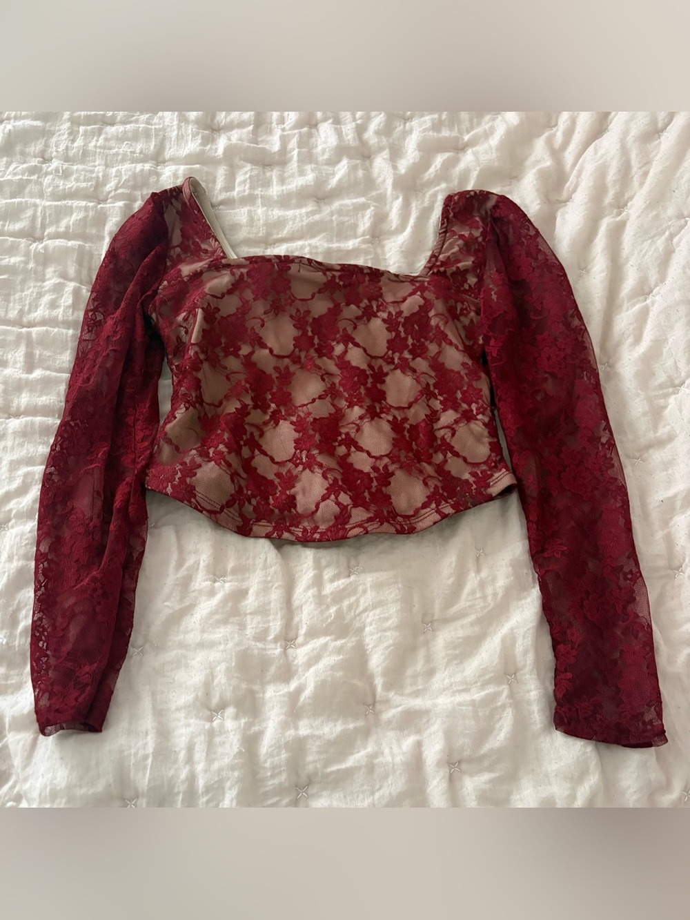 Madden Girl Burgundy Floral Corset Lace Top - Picture 8 of 10